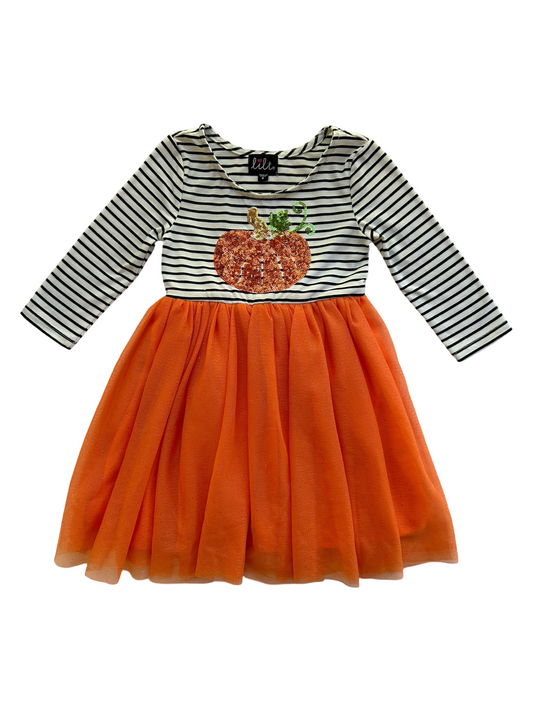 4T Toddler Girl Lilt Sequin Pumpkin Tulle Dress