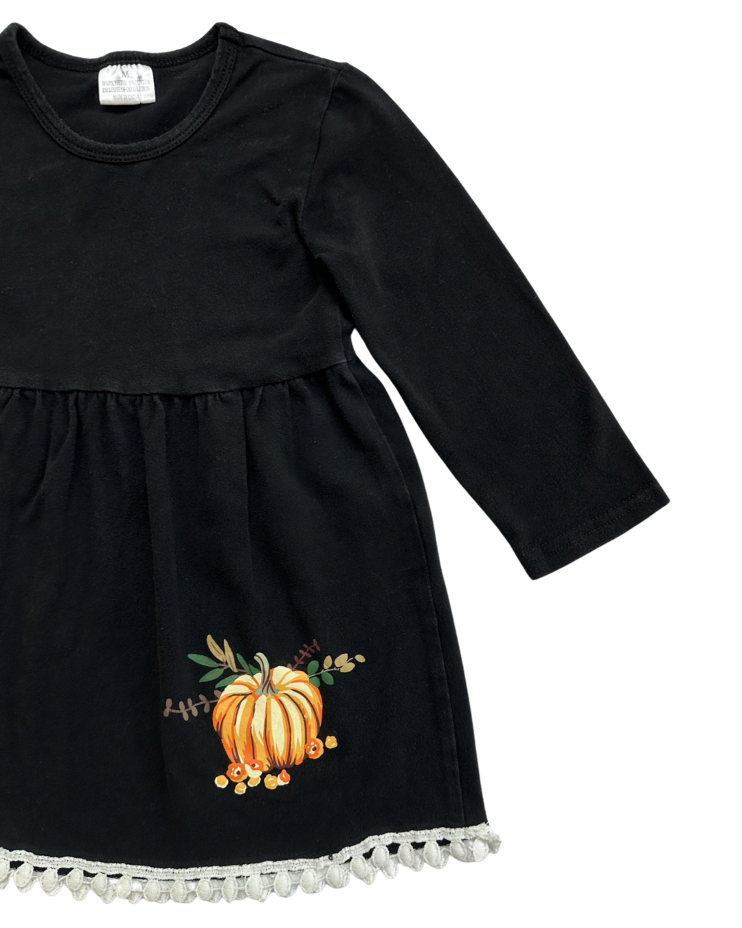 3T Toddler Girl Black Dress with Fall Pumpkin Graphic