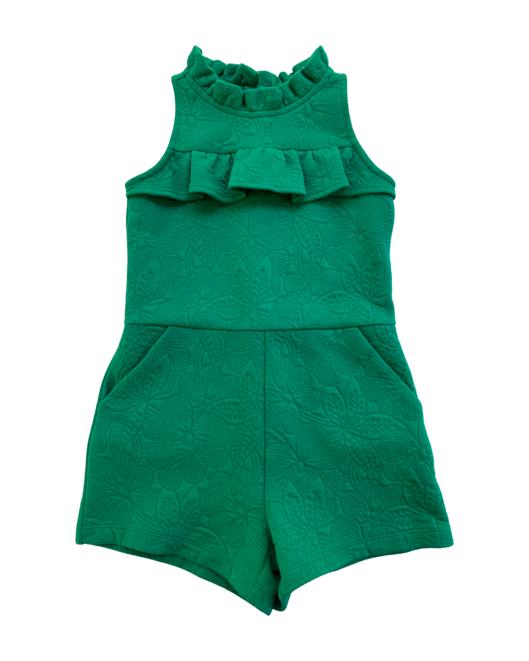 4T Toddler Girl Janie & Jack Emerald Green Floral Jacquard Romper