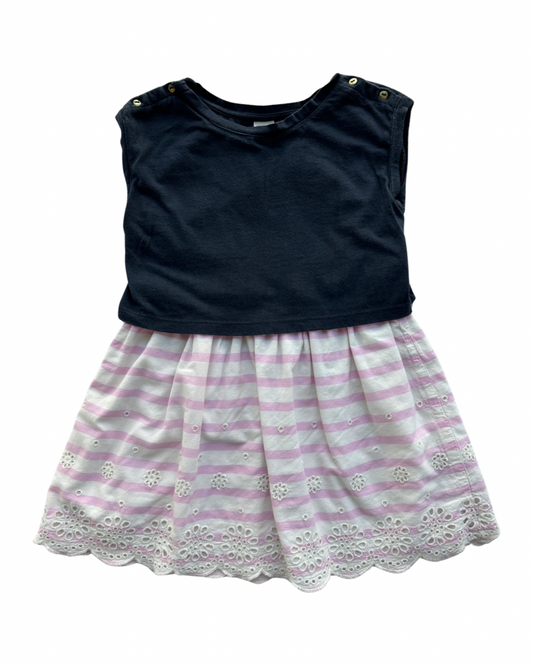 3T Toddler Girl Baby Gap Navy / Pink Striped Dress