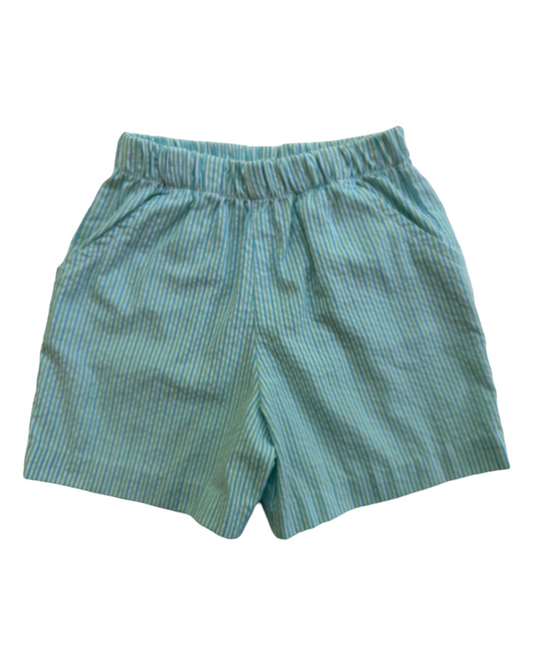 2T Toddler Boy Boutique Bailey Boys Light Blue & Green Striped Shorts