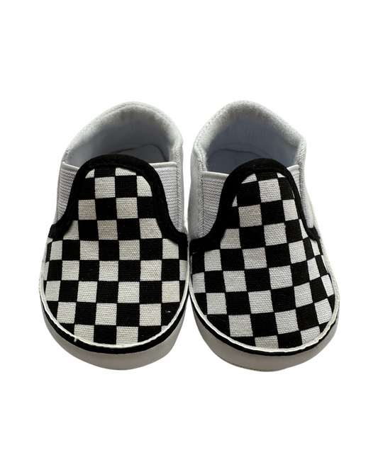 Baby Boy / Girl Black / White Checkered SlipOn Faux Vans Size 1C