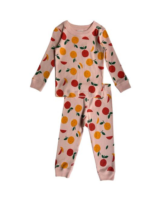 18M-24M Baby Girl Hanna Andersson Long Sleeve Fruit Tangerine PJs