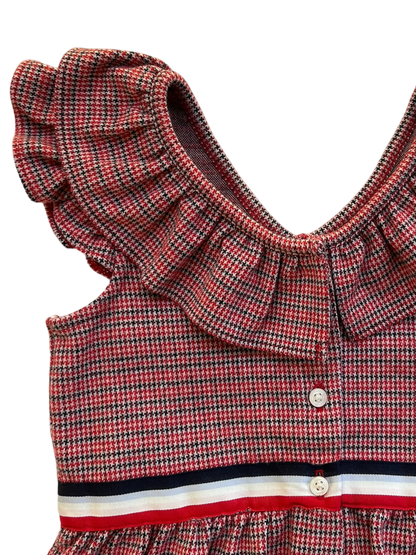 5T Toddler Girl Janie and Jack True Red Houndstooth Jacquard Girls Ruffle Top Dress