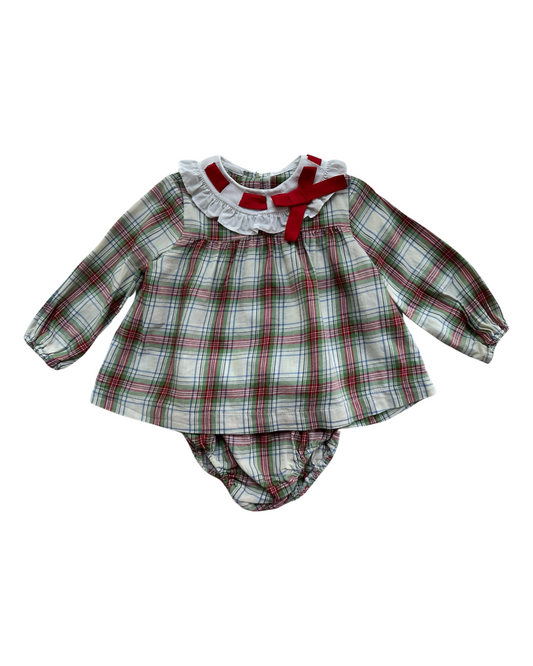 18M Baby Girl Bella Bliss Christmas Plaid Dress w/ Bloomers