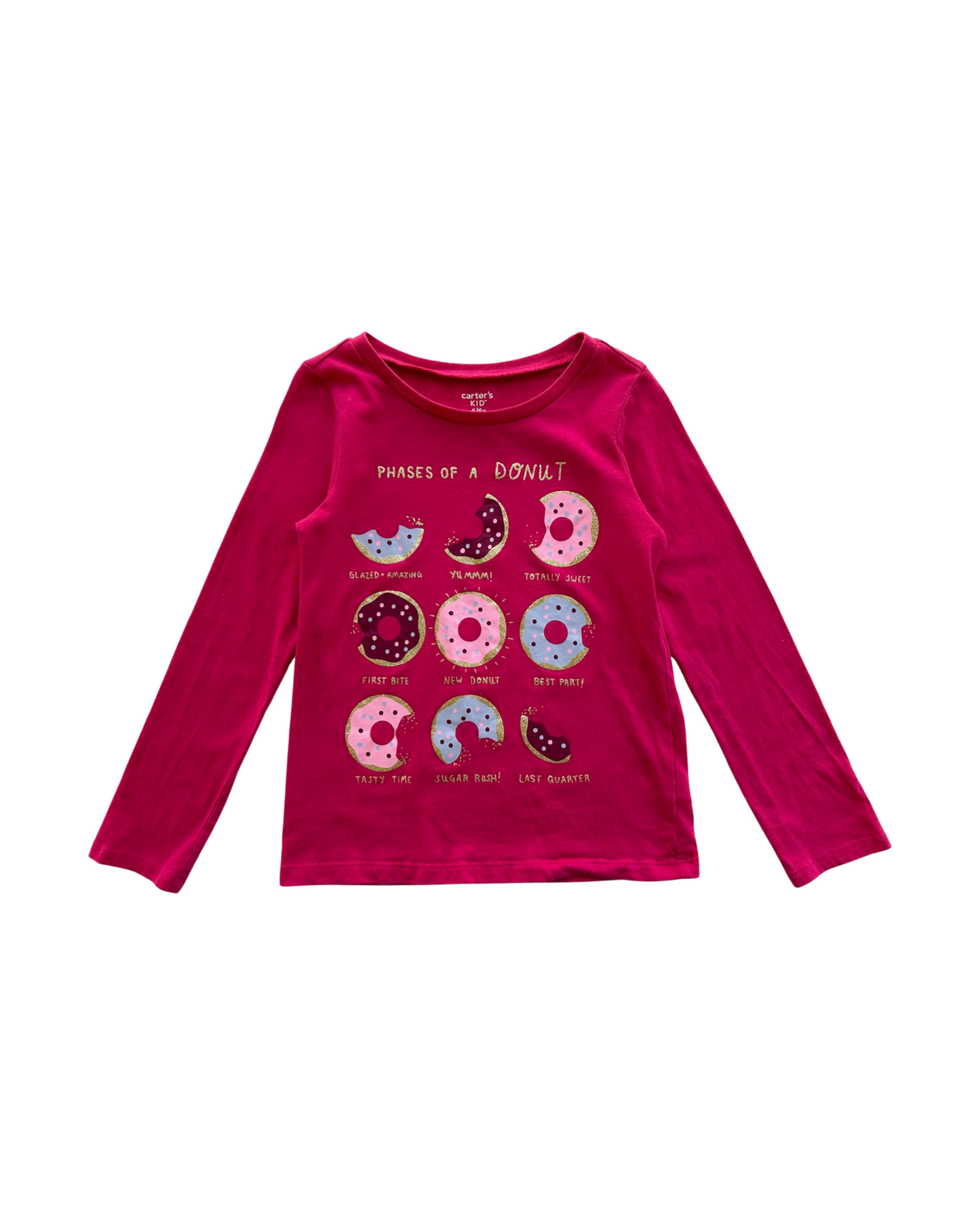 6x Girls Carters Pink Phases of a Donut Long Sleeve Top