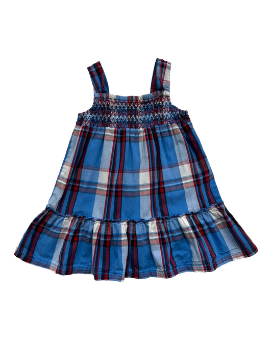 24M Baby Girl Red / White / Blue Plaid Smocked HealthTex Dress