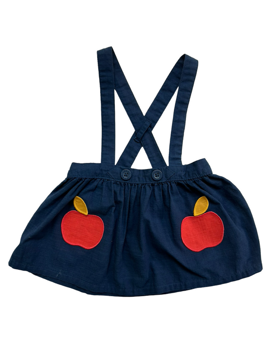 12M Baby Girl Cat & Jack Navy Apple Suspender Overall Dress Skirt