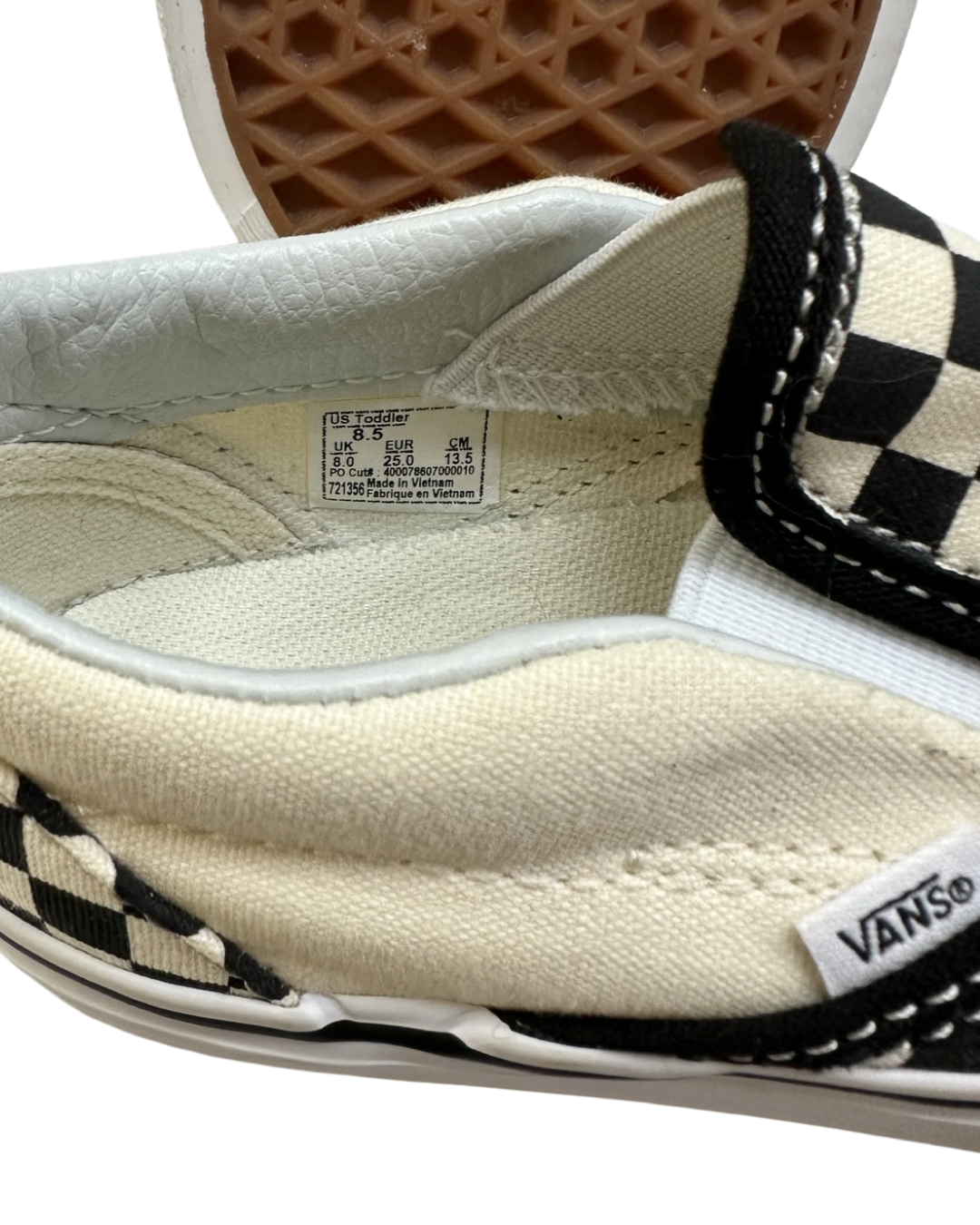 8.5C Toddler Boy / Girl Black Checked Slip On Vans