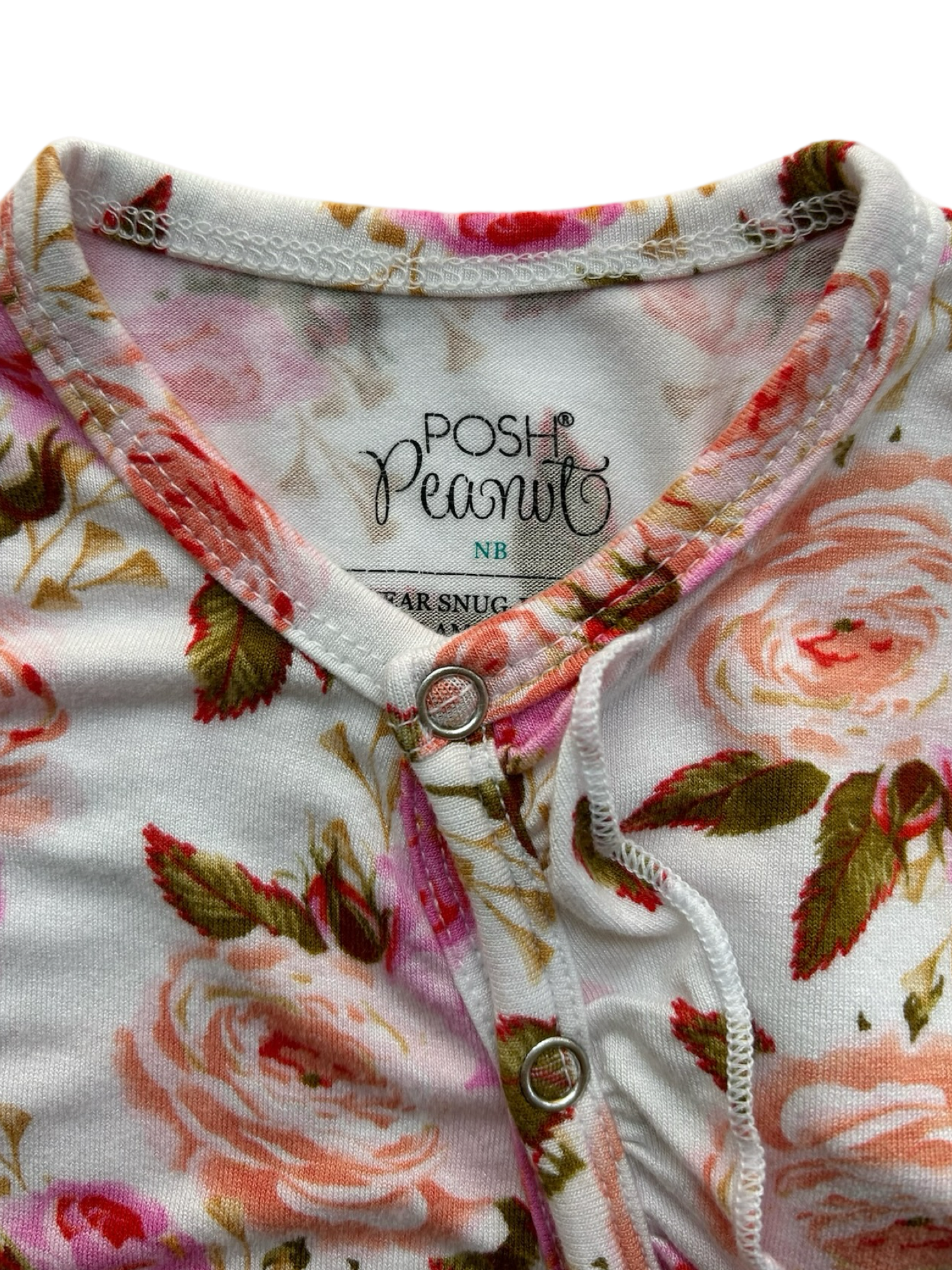 Newborn Baby Girl Bamboo Posh Peanut Pink Floral Sleeper PJs