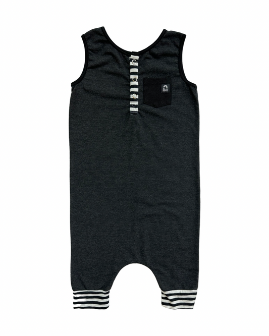 2T Toddler Boy RAGS to Raches Dark Charcoal Tank Romper