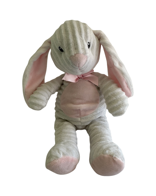 FAO Schwarz 12" Chenille White & Pink Bunny stuffed animal plush Easter spring