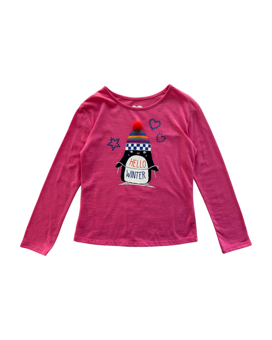 6x Girls 365 Kids Pink Hello Winter Long Sleeve Top