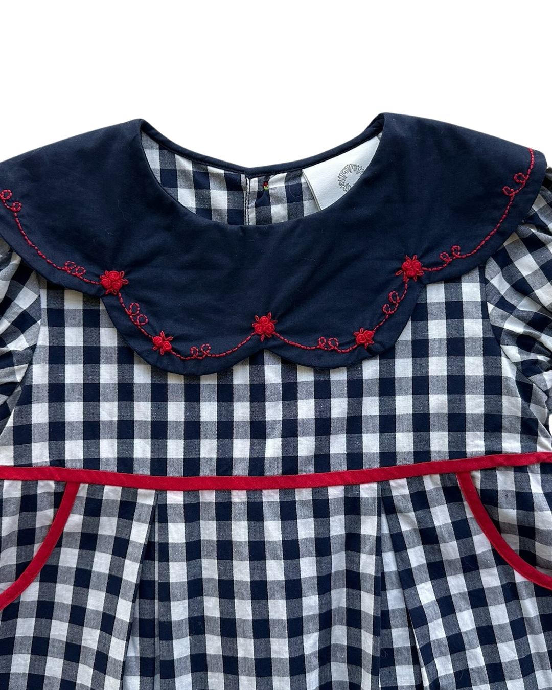 5T Toddler Girl The Proper Peony Navy Gingham Petal Collar Dress