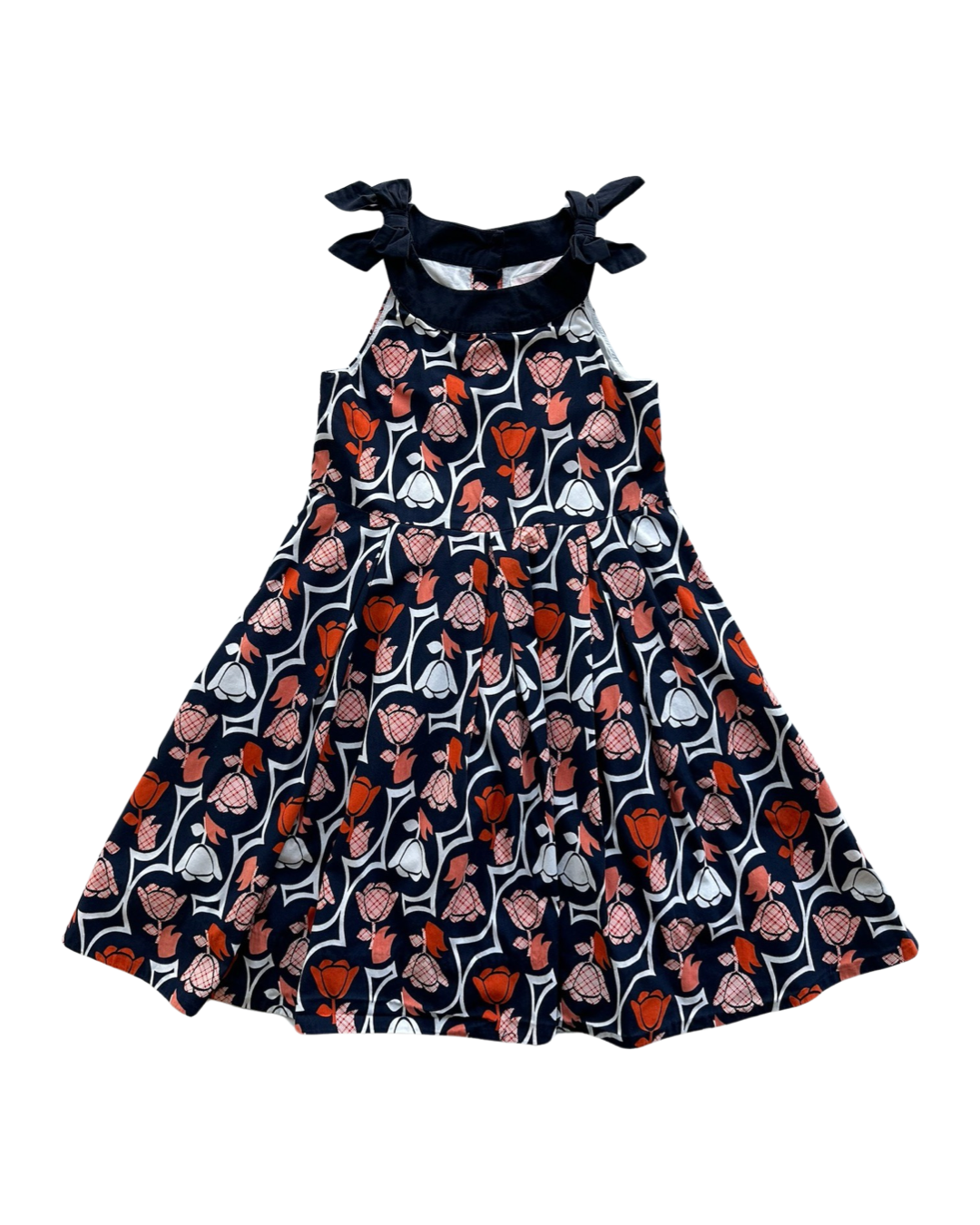 5T Toddler Girl Janie & Jack Navy & Orange Floral Tulip High Neck Dress