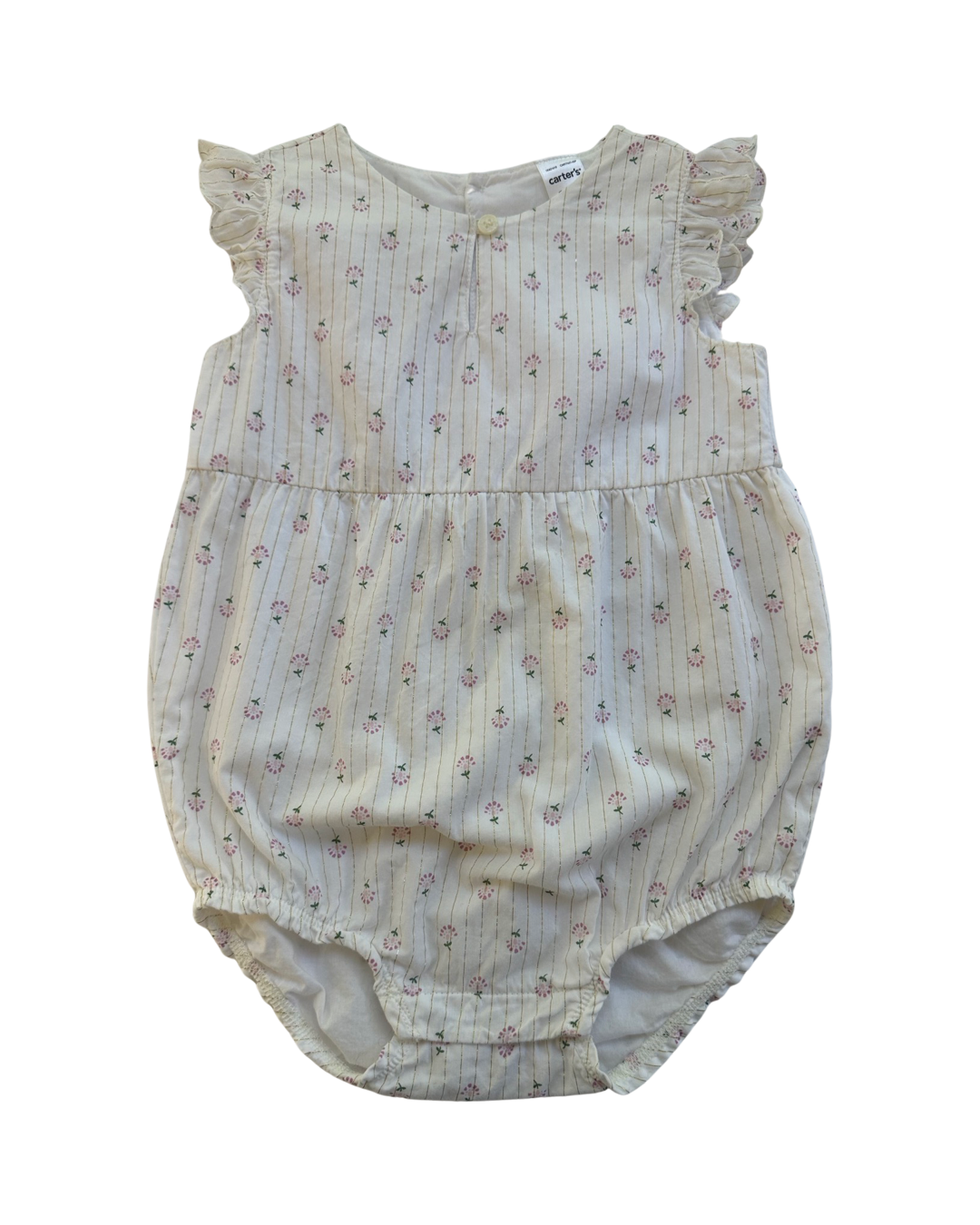 24M Baby Girl Carter's White Floral Bubble Romper