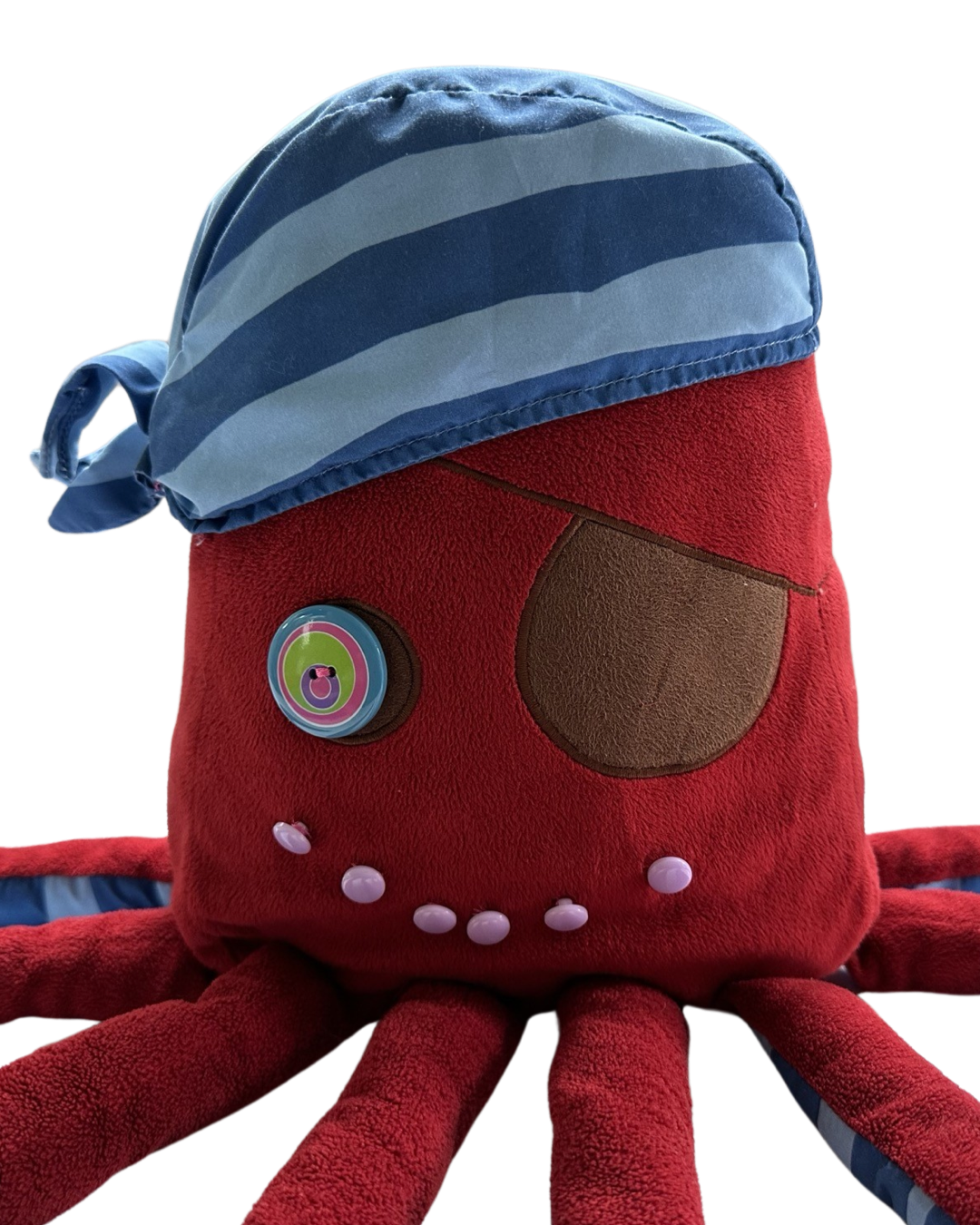 Large 24" CIRCO Red Octopus PIRATE Pillow Eye Patch Plush Stuffed Animal