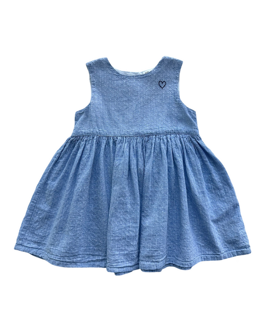 12-18M Baby Girl H&M blue Chambray Heart Dress