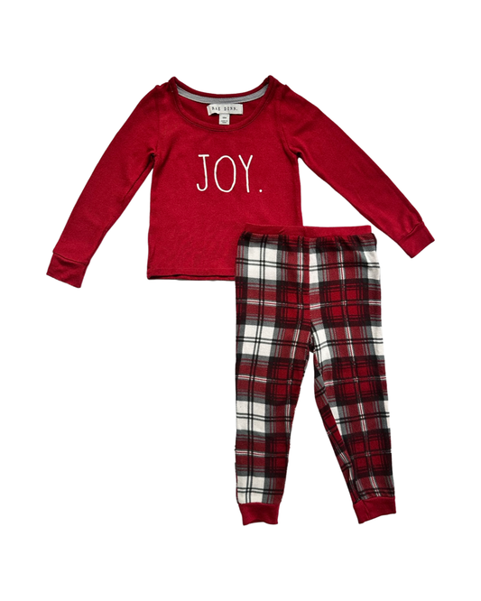 18M Baby Boy / Girl Red Plaid Rae Dunn Joy Christmas Holiday Family PJs