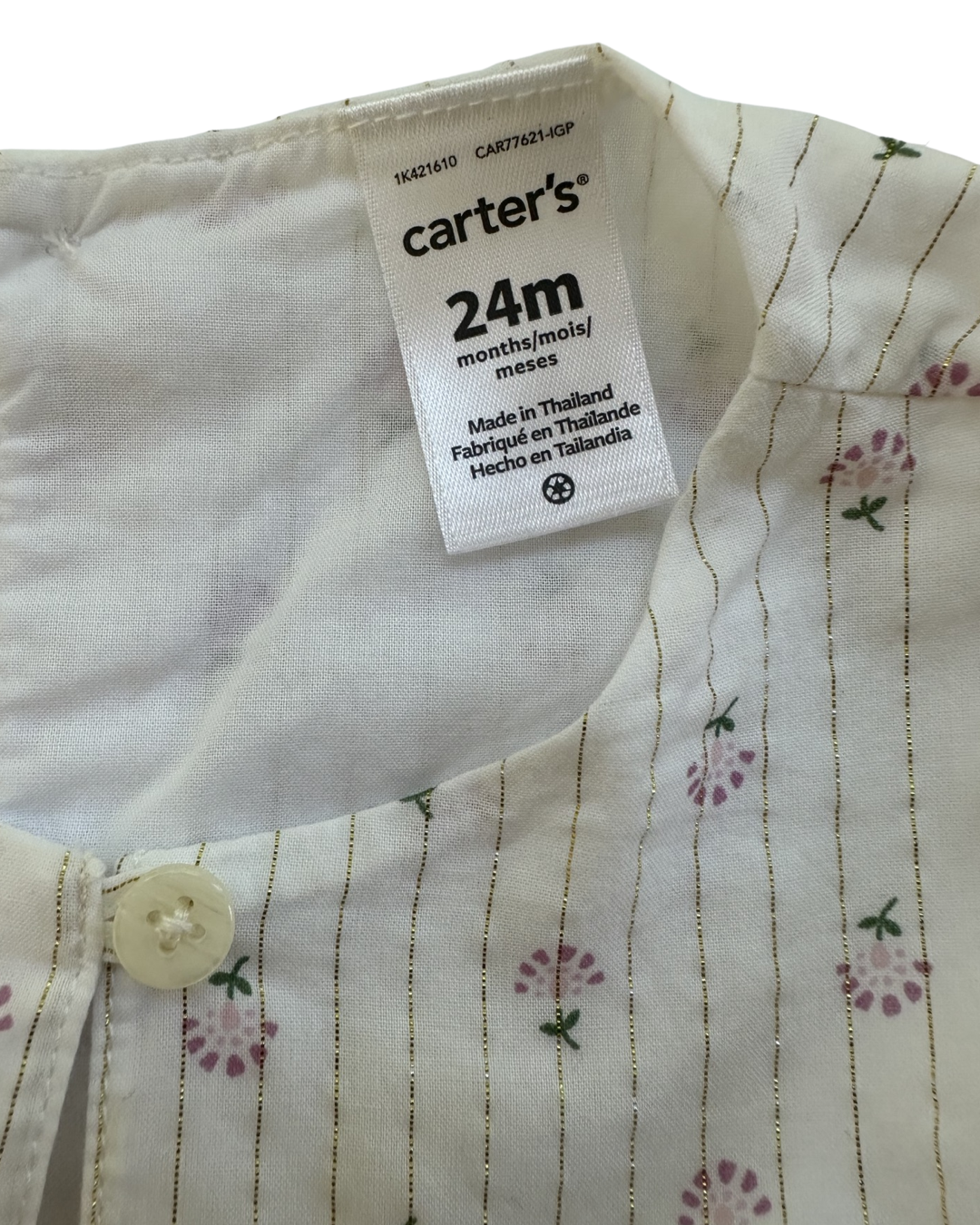 24M Baby Girl Carter's White Floral Bubble Romper