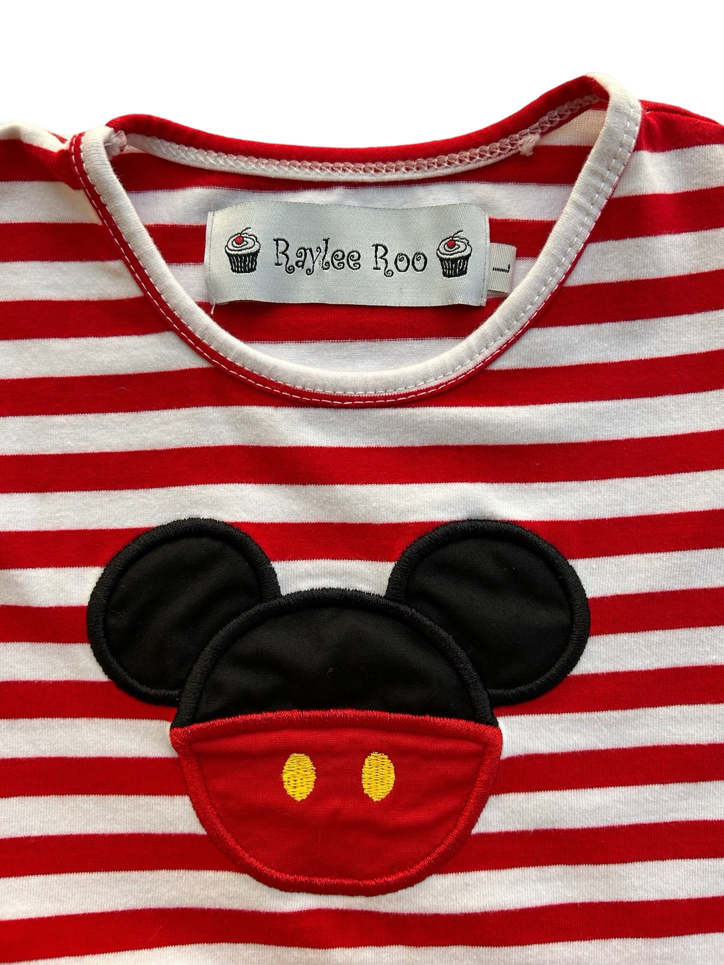 4T Toddler Boy Rylee Roo Boutique Boys Red Striped Mickey Mouse Appliqué T-Shirt Top