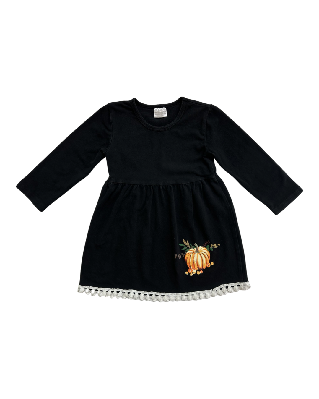 3T Toddler Girl Black Dress with Fall Pumpkin Graphic