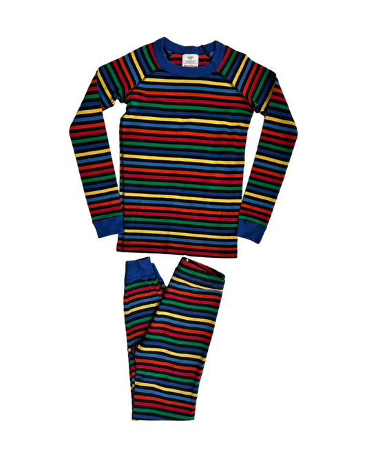 Youth Boys / Girls Size 10Y Hanna Andersson Primary Colors Striped Long Sleeve PJs