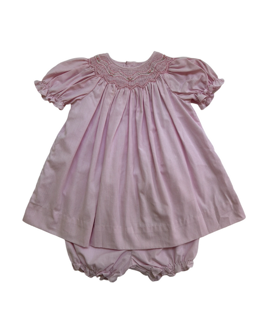 3M Baby Girl Petit Ami Pink Gingham Smocked Dress