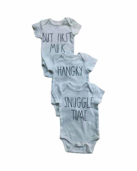 0-3M Baby Boy / Girl Rae Dunn White Onesies