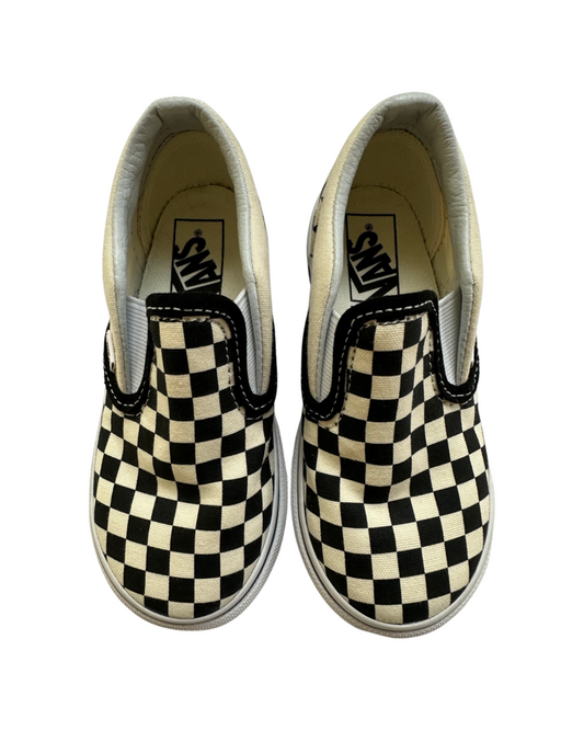 8.5C Toddler Boy / Girl Black Checked Slip On Vans