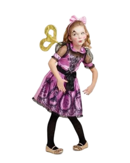 4T /5T / 6x Girls Small Hyde And Eek! Pink Wicked Wind-Up Doll Steampunk Halloween Costume