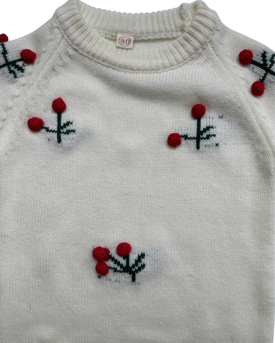 24M Toddler Girl Red Cherry Sweater Bubble Romper