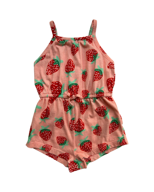 3-6M Baby Girl Old Navy Pink Strawberry Bubble Romper