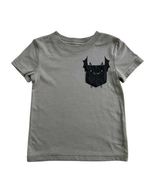 18M Baby Boy Gray Cat & Jack Bat Pocket T-Shirt Top