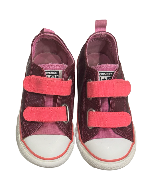 8C Toddler Girl Converse Purple / Pink Woven Shimmer Velcro Sneaker