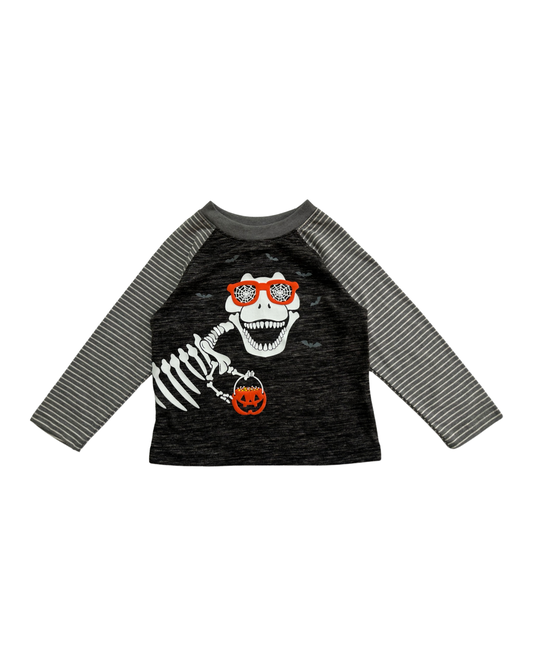 2T Toddler Boy Celebrate! Gray Halloween Dinosaur Skeleton Shirt