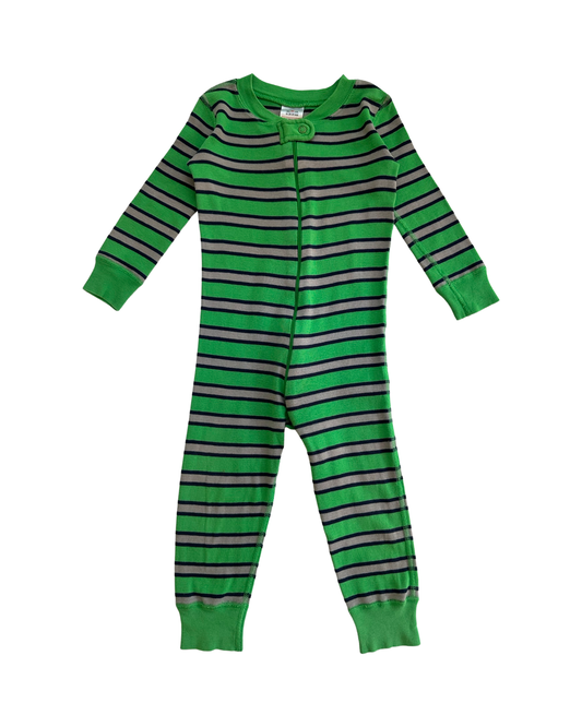 18-24M Baby Boy Hanna Andersson Green Striped Zippered Sleeper PJs