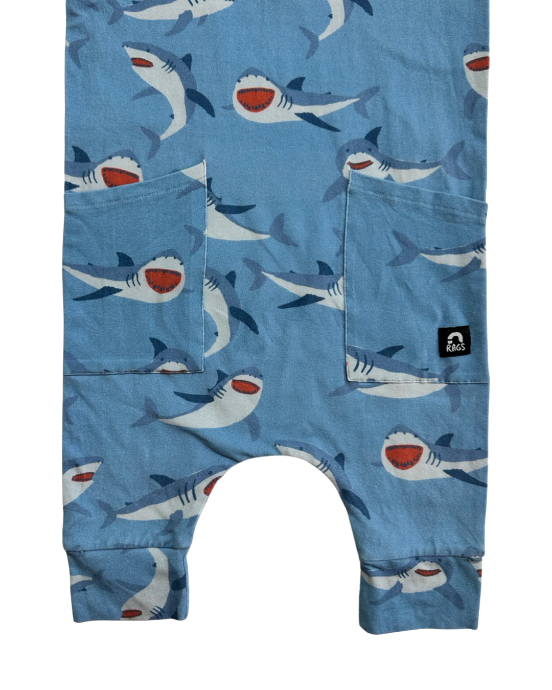 2T Toddler Boy RAGS to Raches Blue Shark Tank Romper