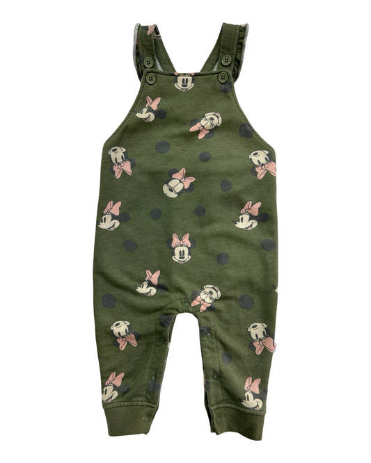 18M Baby Girl Green Disney Minnie Mouse Romper Overalls