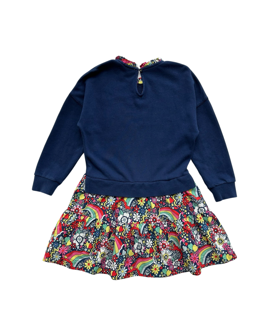 5T Toddler / 6Y Toddler Girl Mini Boden Navy Rainbow Flip Sequin Sweatshirt Dress