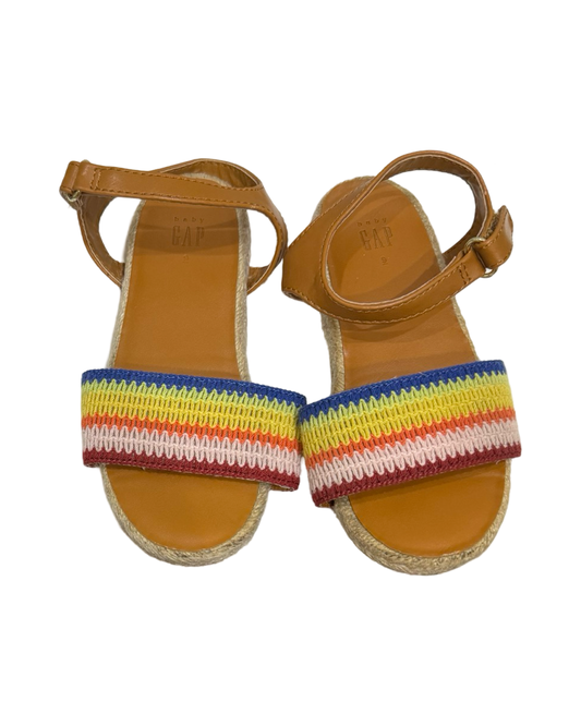 9C Toddler Girl Gap Kids Rainbow Striped Espadrilles Sandals Ankle Buckle