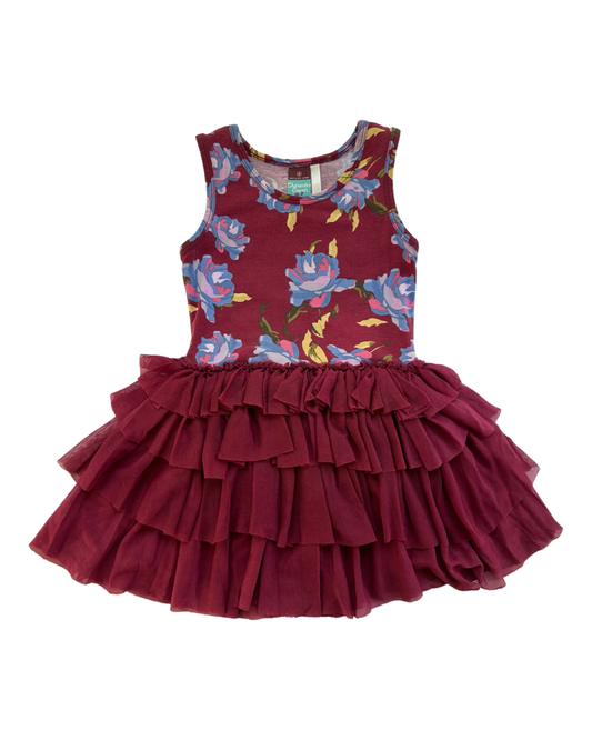 4T Toddler Girl Matilda Jane Character Counts Maroon Floral Tulle Tank Dress