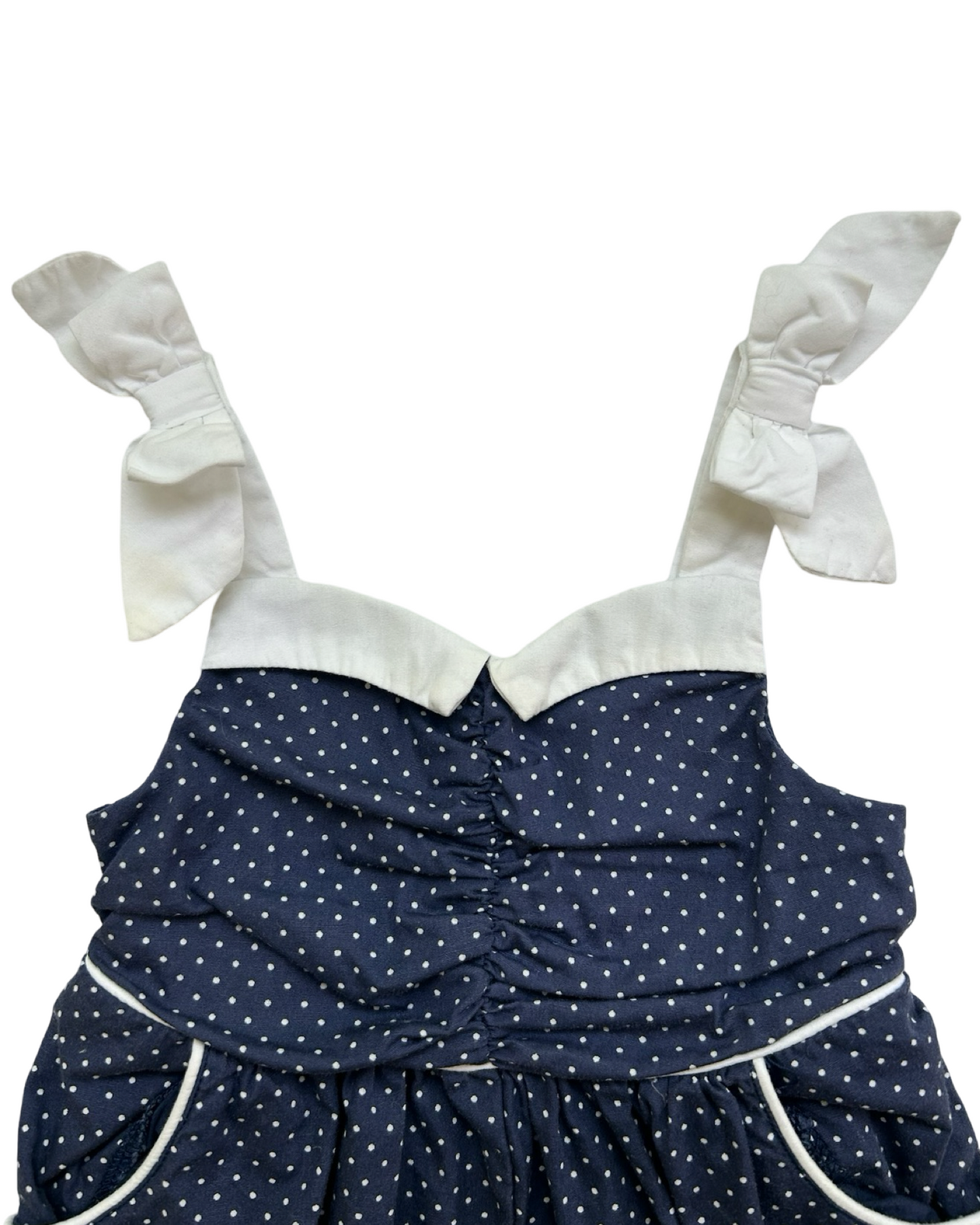 3-6M Baby Girl Janie & Jack Navy Polka Dot Layette Bubble Romper