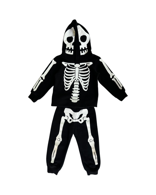 2T Toddler Boy Black H&M Skeleton Hoodie Jogger Set