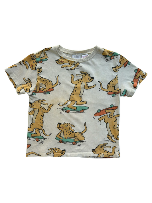 2T Toddler Boy Zara Kids Skateboarding Dog Tee T-Shirt Top Size 2/3