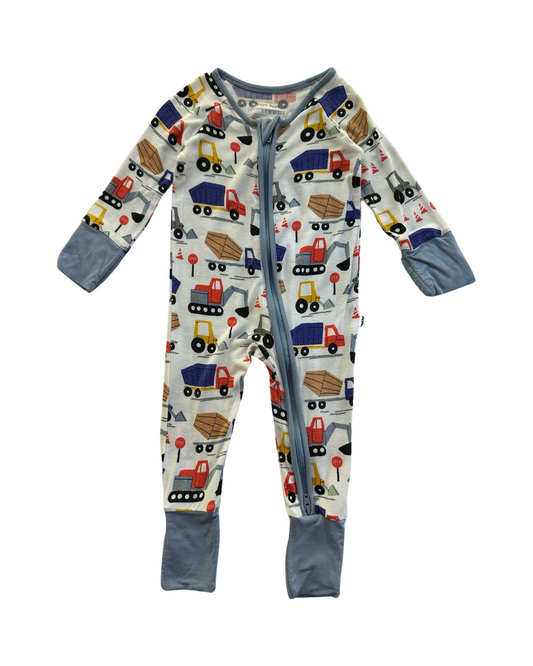 0-3M Baby Boy Little Sleepies Bamboo Construction Zippered PJs