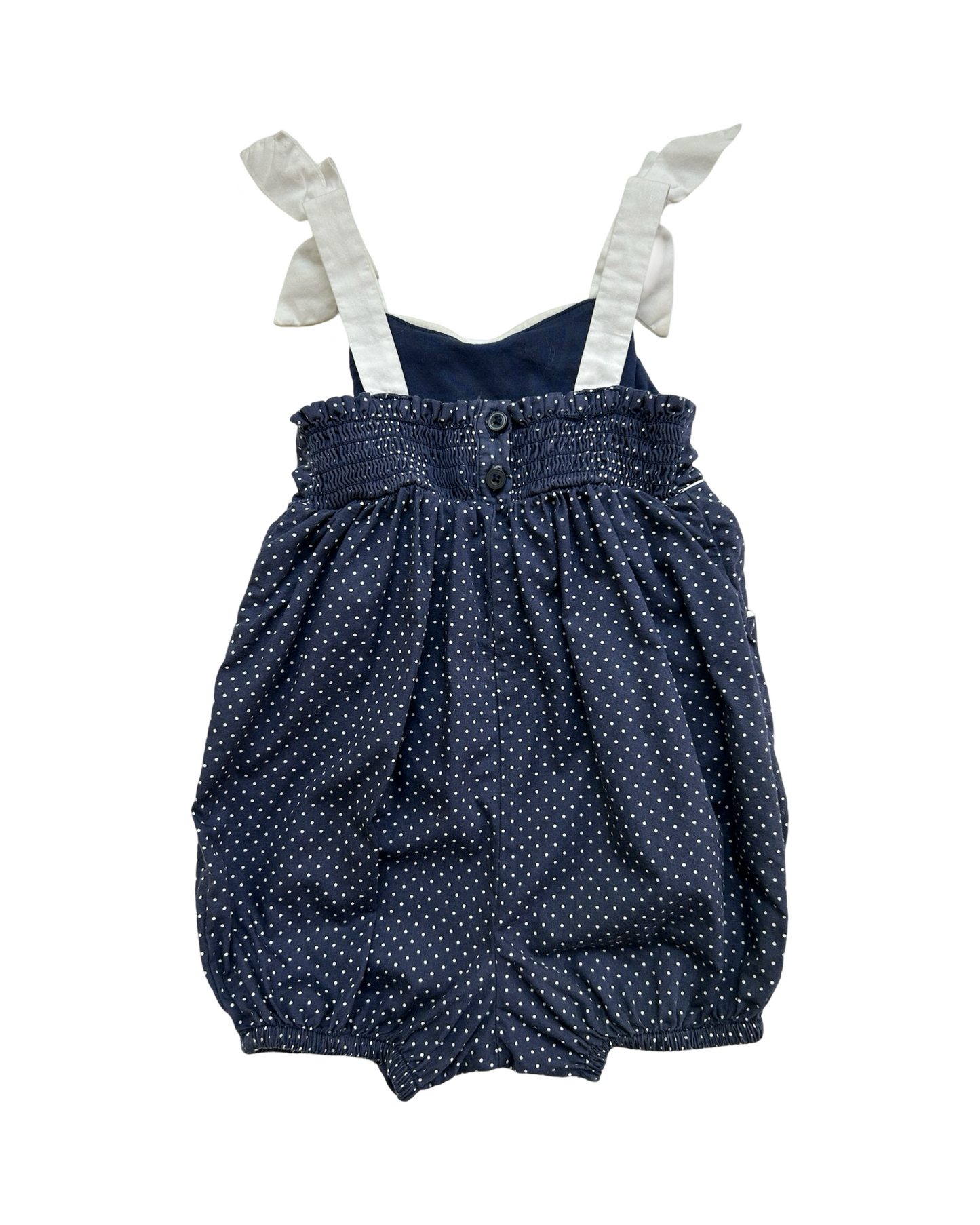 3-6M Baby Girl Janie & Jack Navy Polka Dot Layette Bubble Romper