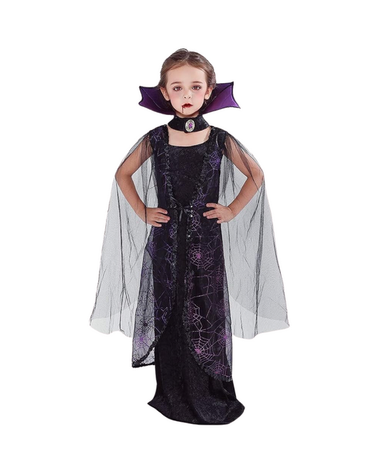 6x-8Y EraSpooky Vampire Costume for Girls Halloween Gothic Bat Dress Victorian Vampiress Outfit