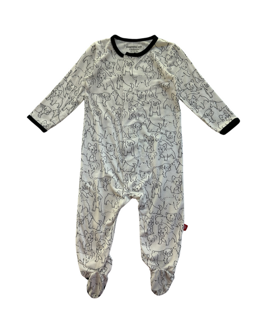 3-6M Baby Boy / Girl Magnetic Me Black and White Dog Sleeper PJs