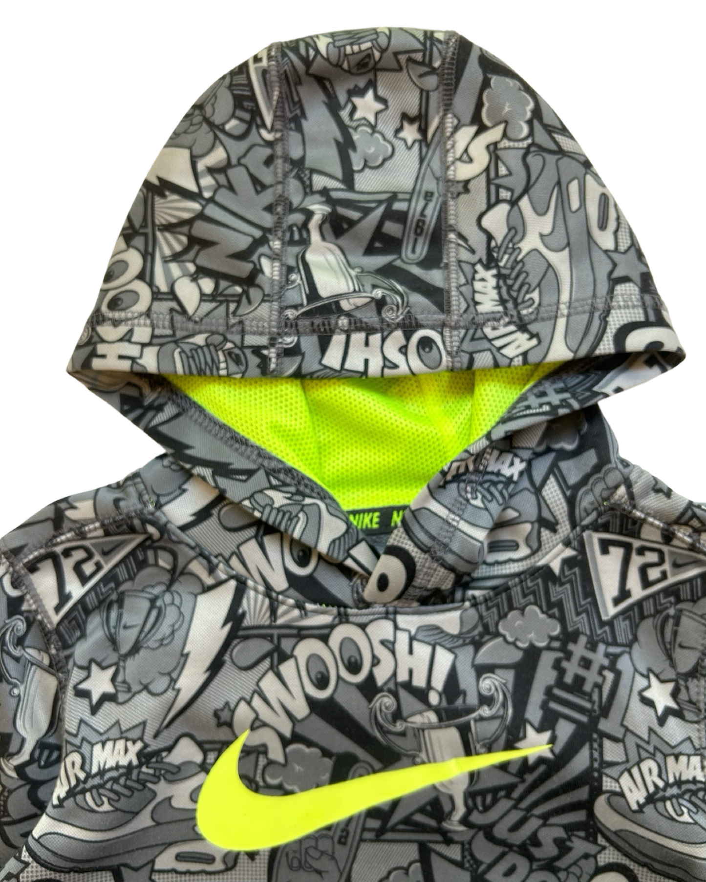 7Y Youth Boys Nike Dri-Fit Therma Fit Graffiti Gray Hoodie Sweatshirt